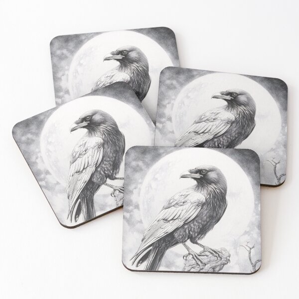 Item preview, Black and white Raven pencil drawing designed and sold by Pencil-Art.