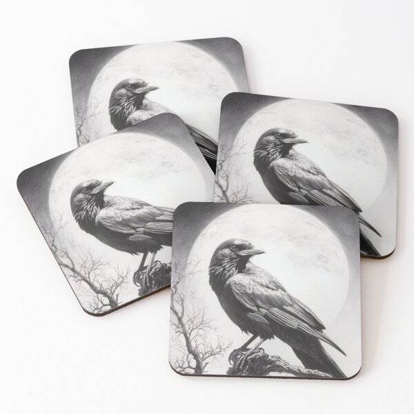 Item preview, Black and white Raven pencil drawing designed and sold by Pencil-Art.