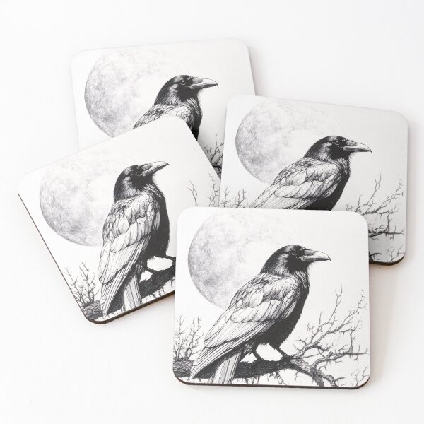 Item preview, Black and white Raven pencil drawing designed and sold by Pencil-Art.