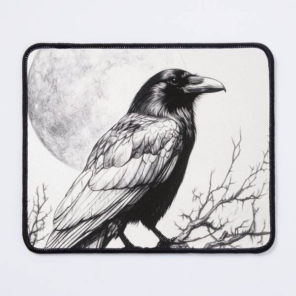 Item preview, Black and white Raven pencil drawing designed and sold by Pencil-Art.