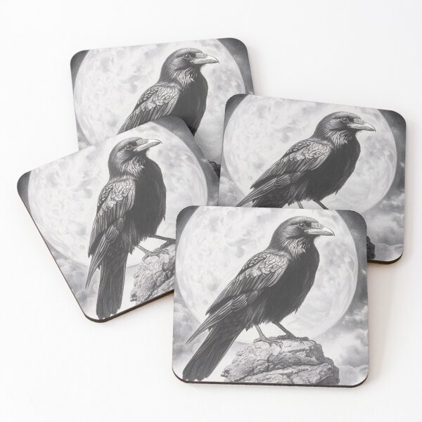 Item preview, Black and white Raven pencil drawing designed and sold by Pencil-Art.