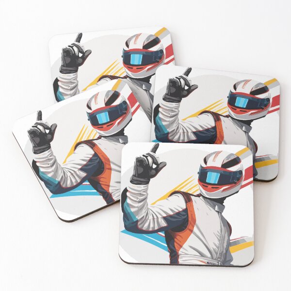 Item preview, Victorious Formula One Driver Vector Art – Dynamic Racing Pose with Checkered Flag designed and sold by CAR LIFESTYLE  MAG.