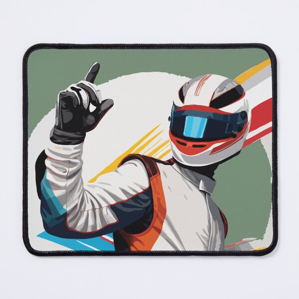 Item preview, Victorious Formula One Driver Vector Art – Dynamic Racing Pose with Checkered Flag designed and sold by CAR LIFESTYLE  MAG.