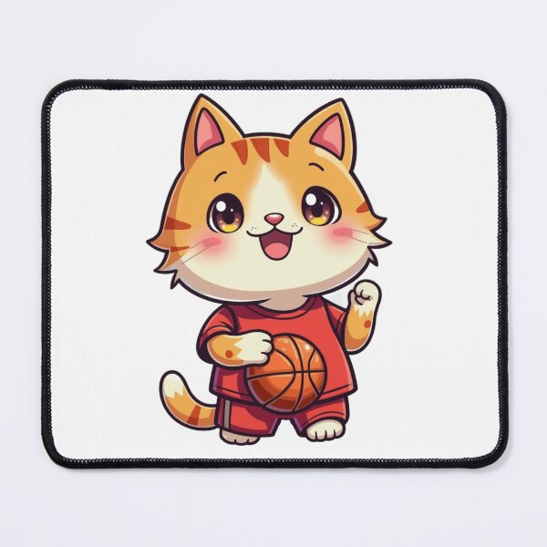 Artikelvorschau, süße Katze, getigerte SportyCat spielt Basketball entworfen und verkauft von VelvetClawStudio.