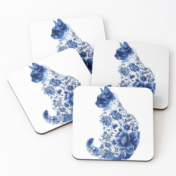 Item preview, Blue & White Chinoiserie Cat designed and sold by hussain-dz.