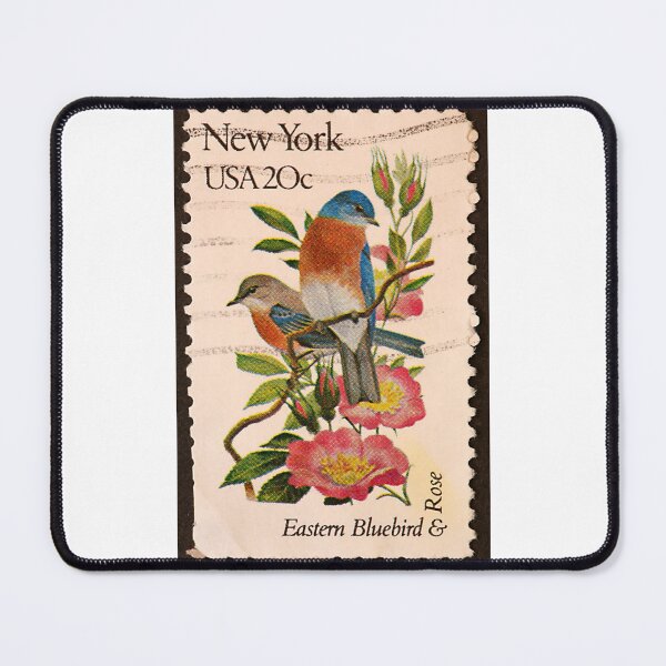 Item preview, New York, Eastern Bluebird & Rose Postage Stamp designed and sold by NOMADIC ART.