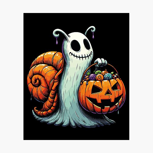 Item preview, Snail Scary Halloween Ghost Spooky Pumpkin Candy designed and sold by Artistoos.