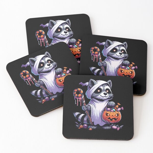 Item preview, Raccoon Scary Halloween Ghost Spooky Pumpkin Candy designed and sold by Artistoos.