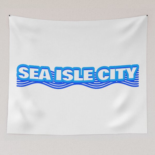 Item preview, Sea Isle City Beach, New Jersey, Blue Wavy Typography designed and sold by ArtNoveltee.