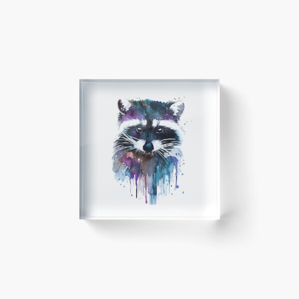 Watercolour Raccoon  Acrylic Block