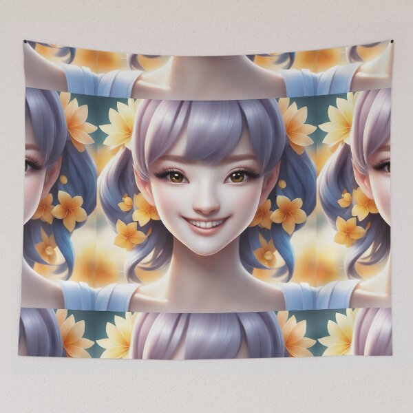 Item preview, Vector Cartoon Flower with a Smile on a Colorful Background designed and sold by hjian8219.