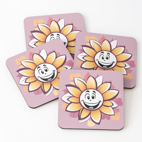 Item preview, Vector Cartoon Flower with a Smile on a Colorful Background designed and sold by hjian8219.
