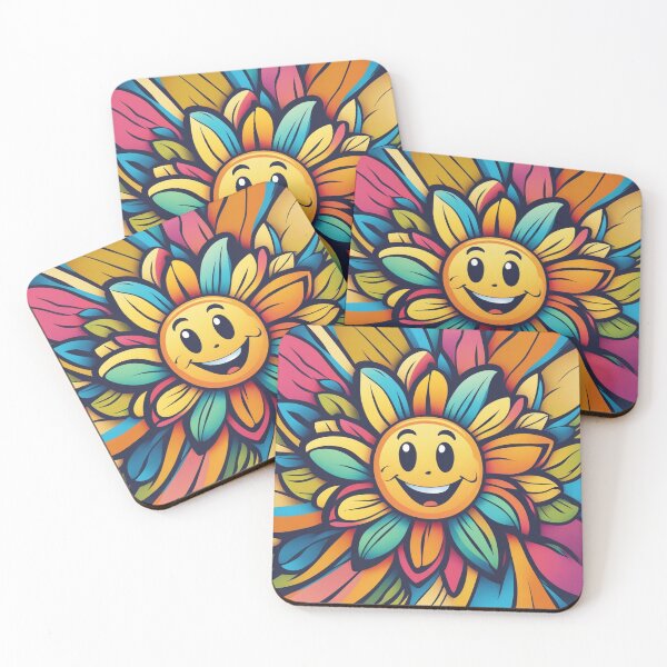 Item preview, Vector Cartoon Flower with a Smile on a Colorful Background designed and sold by hjian8219.