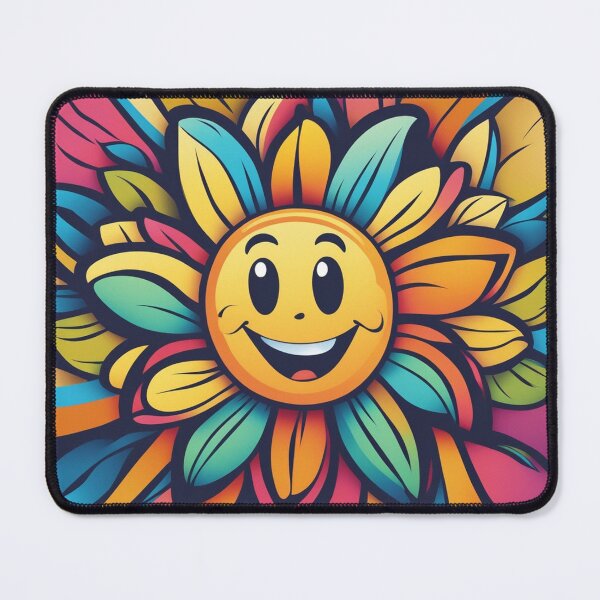 Item preview, Vector Cartoon Flower with a Smile on a Colorful Background designed and sold by hjian8219.