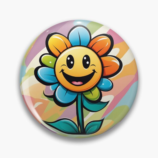 Item preview, Vector Cartoon Flower with a Smile on a Colorful Background designed and sold by hjian8219.
