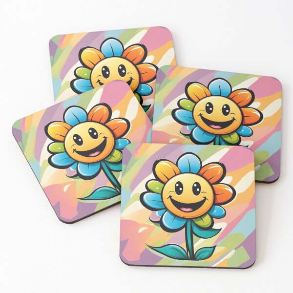 Item preview, Vector Cartoon Flower with a Smile on a Colorful Background designed and sold by hjian8219.