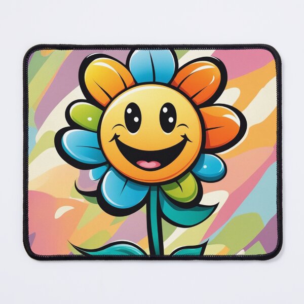 Item preview, Vector Cartoon Flower with a Smile on a Colorful Background designed and sold by hjian8219.