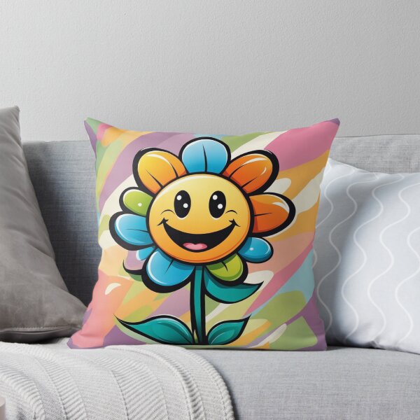 Item preview, Vector Cartoon Flower with a Smile on a Colorful Background designed and sold by hjian8219.