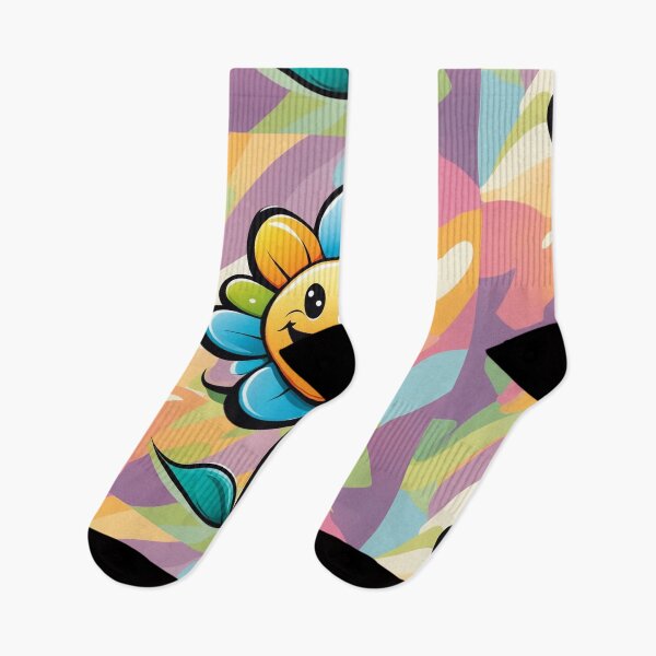 Item preview, Vector Cartoon Flower with a Smile on a Colorful Background designed and sold by hjian8219.