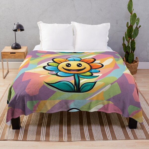 Item preview, Vector Cartoon Flower with a Smile on a Colorful Background designed and sold by hjian8219.