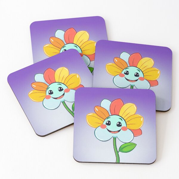 Item preview, Vector Cartoon Flower with a Smile on a Colorful Background designed and sold by hjian8219.