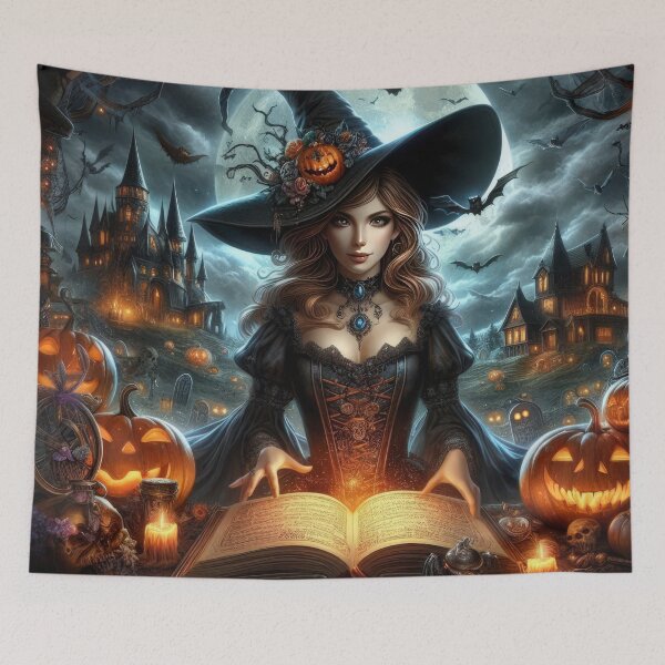 Item preview, beautiful witch with a magic book Halloween Pumpkin designed and sold by Expressions-Sel.