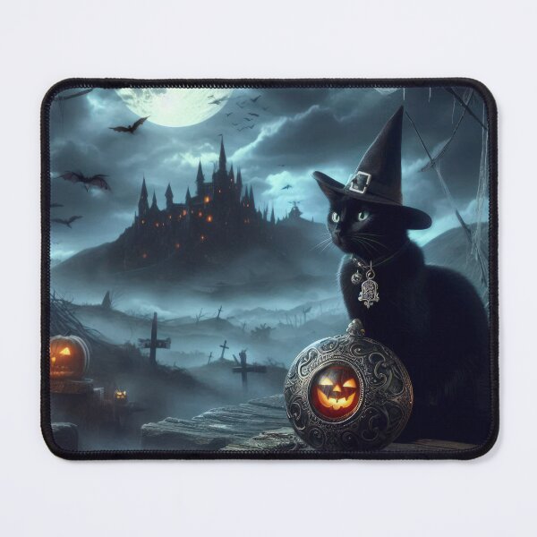 Item preview, beablack cat with medallion and gloomy landscape Halloween Pumpkin designed and sold by Expressions-Sel.