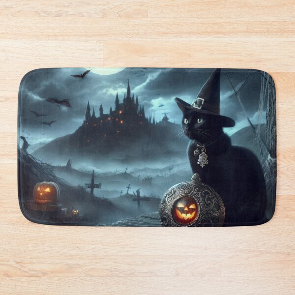 Item preview, beablack cat with medallion and gloomy landscape Halloween Pumpkin designed and sold by Expressions-Sel.