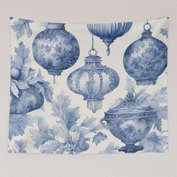 Artikelvorschau, Französischer Toile de Jouy Blau-Weiß Weihnachtsschmuck entworfen und verkauft von ThePinkProject.