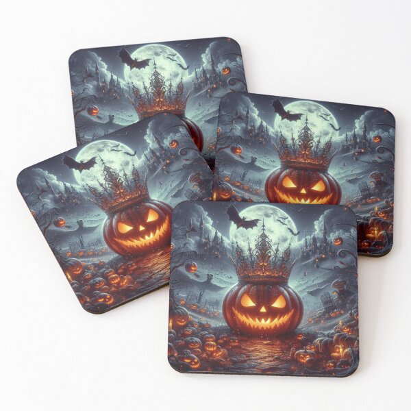 Item preview, orange pumpkin with crown and gloomy landscape Halloween Pumpkin designed and sold by Expressions-Sel.