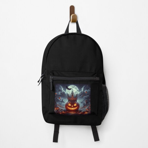Item preview, orange pumpkin with crown and gloomy landscape Halloween Pumpkin designed and sold by Expressions-Sel.