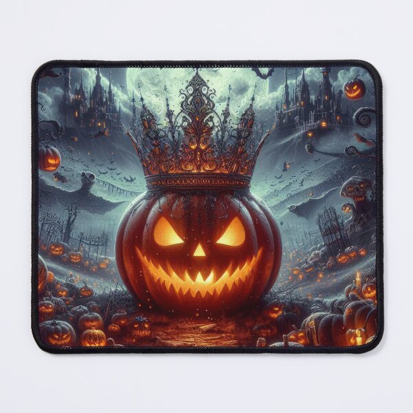 Item preview, orange pumpkin with crown and gloomy landscape Halloween Pumpkin designed and sold by Expressions-Sel.