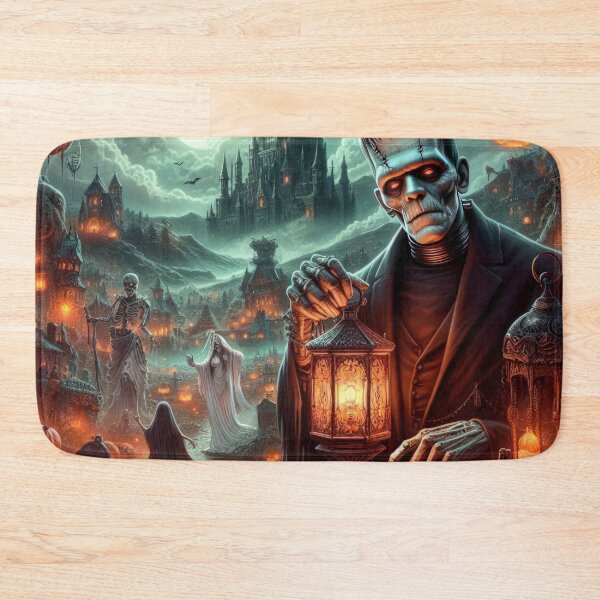 Item preview, Frankenstein with a lantern and gloom landscape Halloween Pumpkin designed and sold by Expressions-Sel.