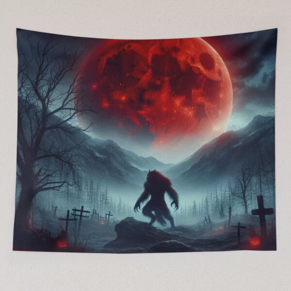 Item preview, Werewolf with red moon with dark landscape Halloween Pumpkin designed and sold by Expressions-Sel.