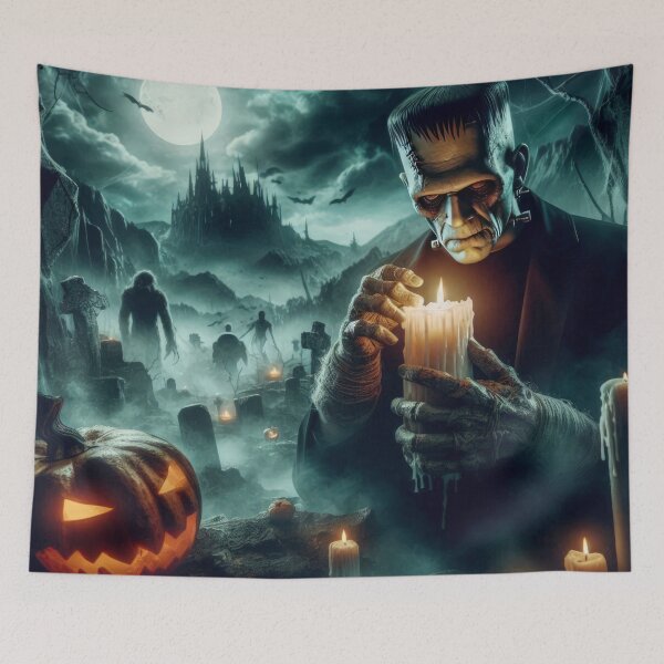 Item preview, frankenstein with candle and gloomy landscapeHalloween Pumpkin designed and sold by Expressions-Sel.