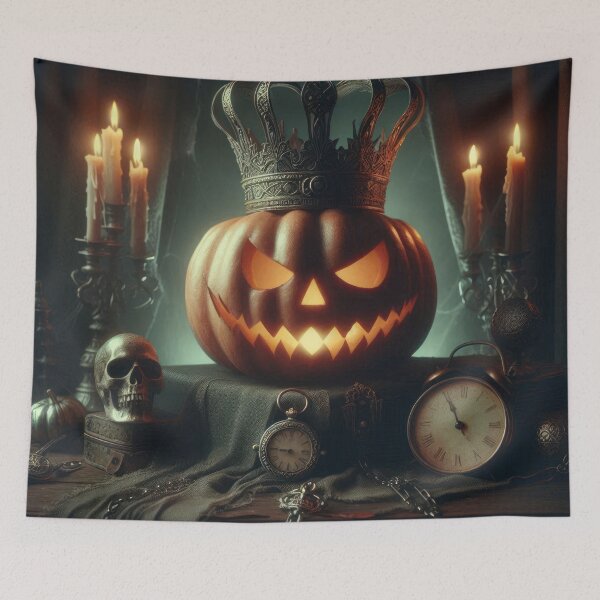 Item preview, king pumpkin retro and gloomy landscape Halloween Pumpkin designed and sold by Expressions-Sel.