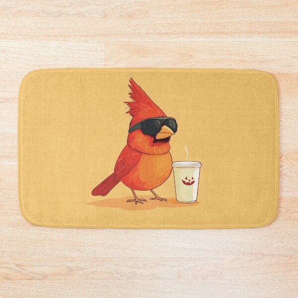 Item preview, Cool cardinal bird enjoying a pumpkin spice latte designed and sold by etherElric.