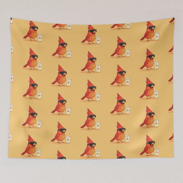 Item preview, Cool cardinal bird enjoying a pumpkin spice latte designed and sold by etherElric.