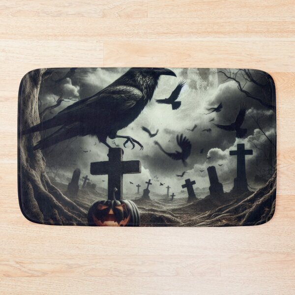 Item preview, black raven perched on a cross Halloween Pumpkin designed and sold by Expressions-Sel.