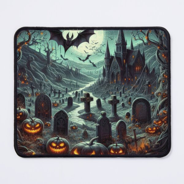 Item preview, bats over cemeteries and glowing pumpkins Halloween Pumpkin designed and sold by Expressions-Sel.