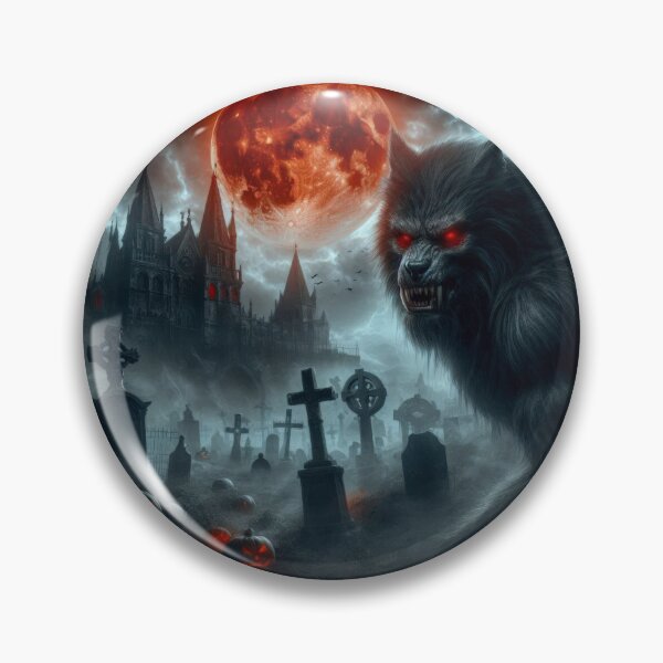 Item preview, werewolf with red eyes and red moon Halloween Pumpkin designed and sold by Expressions-Sel.
