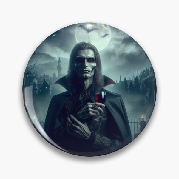 Item preview, Lord Vampire with a glass of red wine and a gloomy landscape Halloween Pumpkin designed and sold by Expressions-Sel.