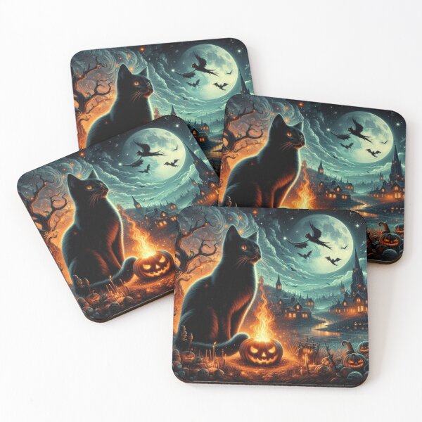 Item preview, black cat with burning pumpkin Halloween Pumpkin designed and sold by Expressions-Sel.