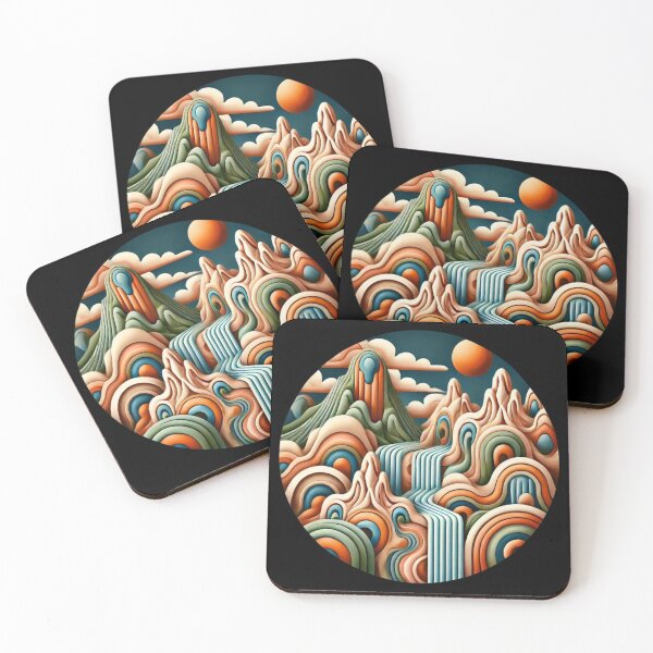 Item preview, Surreal Abstract Landscape of Mountain Waterfall designed and sold by TribalioDesigns.