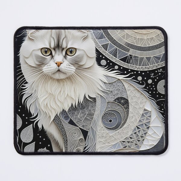 Item preview, Cat Black & White Abstract Vintage Zentangle Art designed and sold by Witty Shirts.