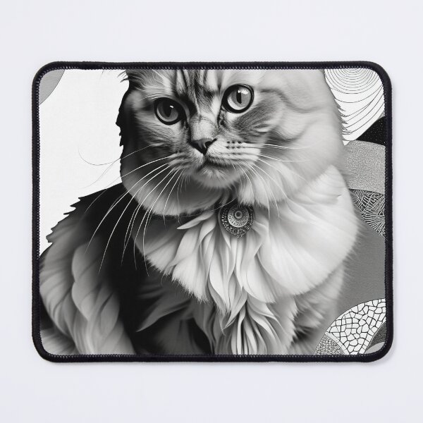 Item preview, Cat Black & White Abstract Vintage Zentangle Art designed and sold by Witty Shirts.