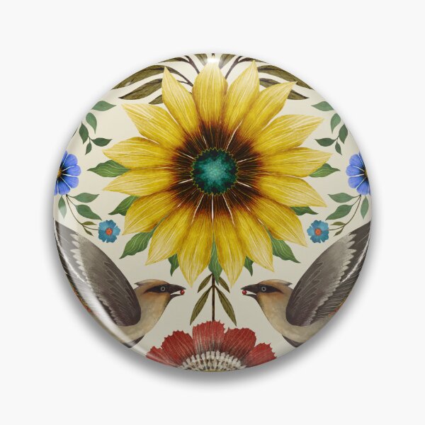 Item preview, Bohemian Waxwings on White Linen designed and sold by Silver Steer Design.