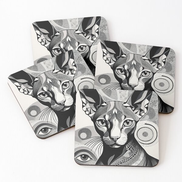 Item preview, Cat Black & White Abstract Vintage Zentangle Art designed and sold by Witty Shirts.