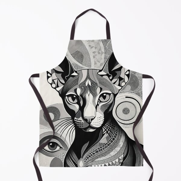 Item preview, Cat Black & White Abstract Vintage Zentangle Art designed and sold by Witty Shirts.