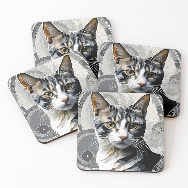 Item preview, Cat Black & White Abstract Vintage Zentangle Art designed and sold by Witty Shirts.